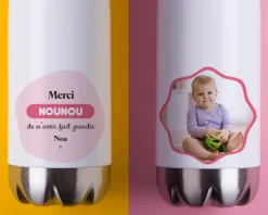 Gourde isotherme en inox personnalisable - Nounou