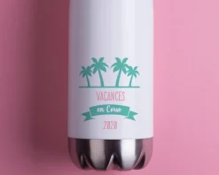 Gourde isotherme en inox personnalisable - Collection Été Palmier