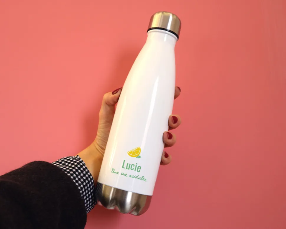 Gourde isotherme en inox personnalisable - Citron