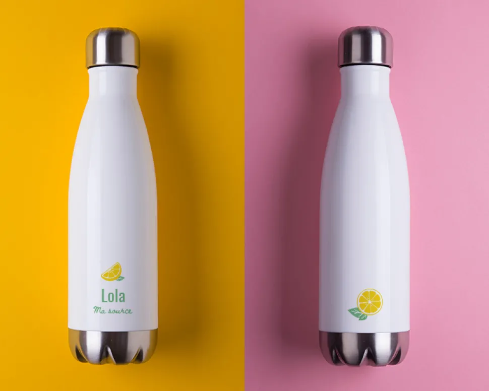 Gourde isotherme en inox personnalisable - Citron