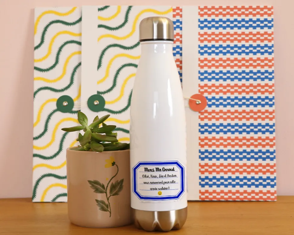 Gourde isotherme en inox personnalisable - Merci Maîtresse, Maître et ATSEM