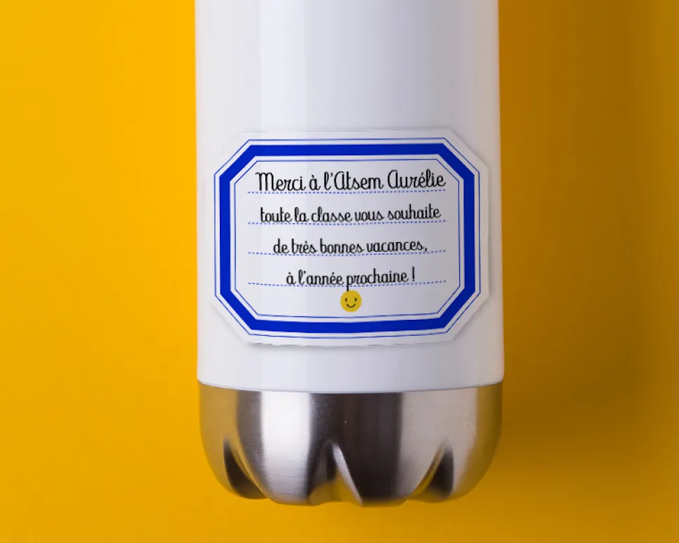 Gourde isotherme en inox personnalisable - Merci Maîtresse, Maître et ATSEM