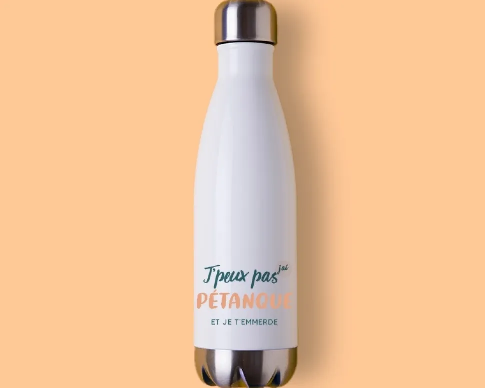 Gourde personnalisable - J'peux pas j'ai pétanque