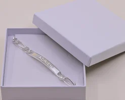 Gourmette gravée Homme en Argent poli
