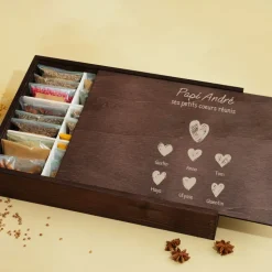 Grand coffret 36 épices personnalisé - Papi et ses petits coeurs