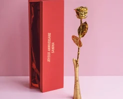 Grande rose en or dans son écrin personnalisable - Texte