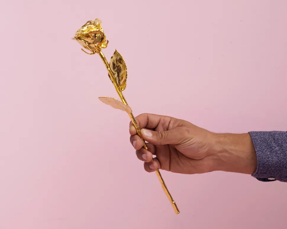 Grande rose en or dans son écrin personnalisable - Message