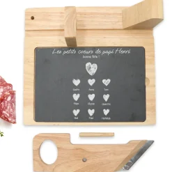 Guillotine à saucisson personnalisée - Papi et ses petits coeurs