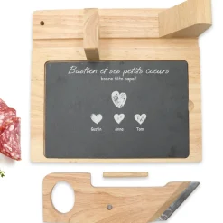 Guillotine à saucisson personnalisée - Papa et ses petits coeurs