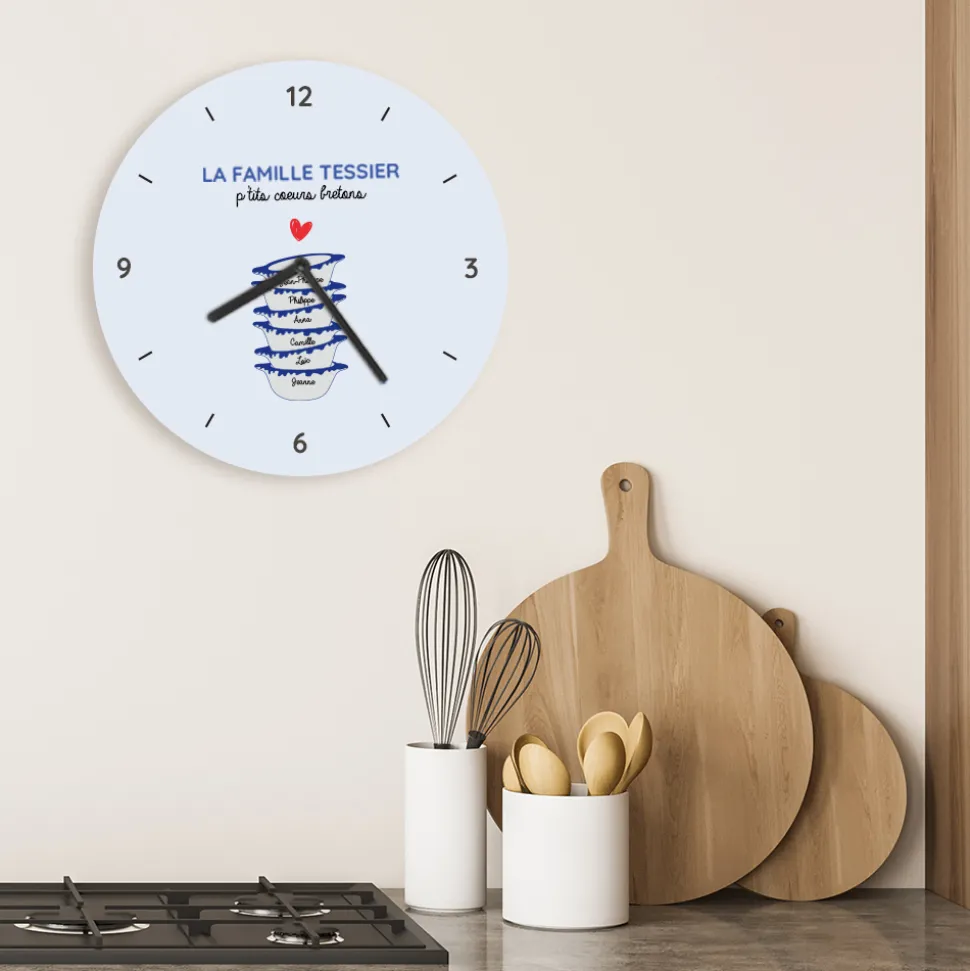 Horloge personnalisée - Bols prénoms famille