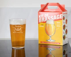 Kit d'initiation au brassage de bière et son verre à bière personnalisé