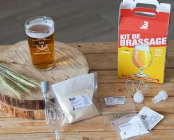 Kit d'initiation au brassage de bière et son verre à bière personnalisé