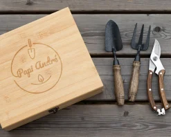 Kit d'outils de jardinage dans coffret personnalisé