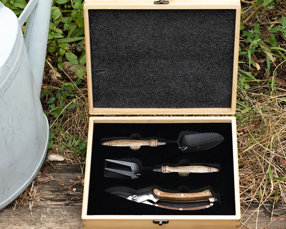 Kit d'outils de jardinage dans coffret personnalisé