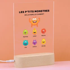 Lampe 3D personnalisée - Famille Monstres