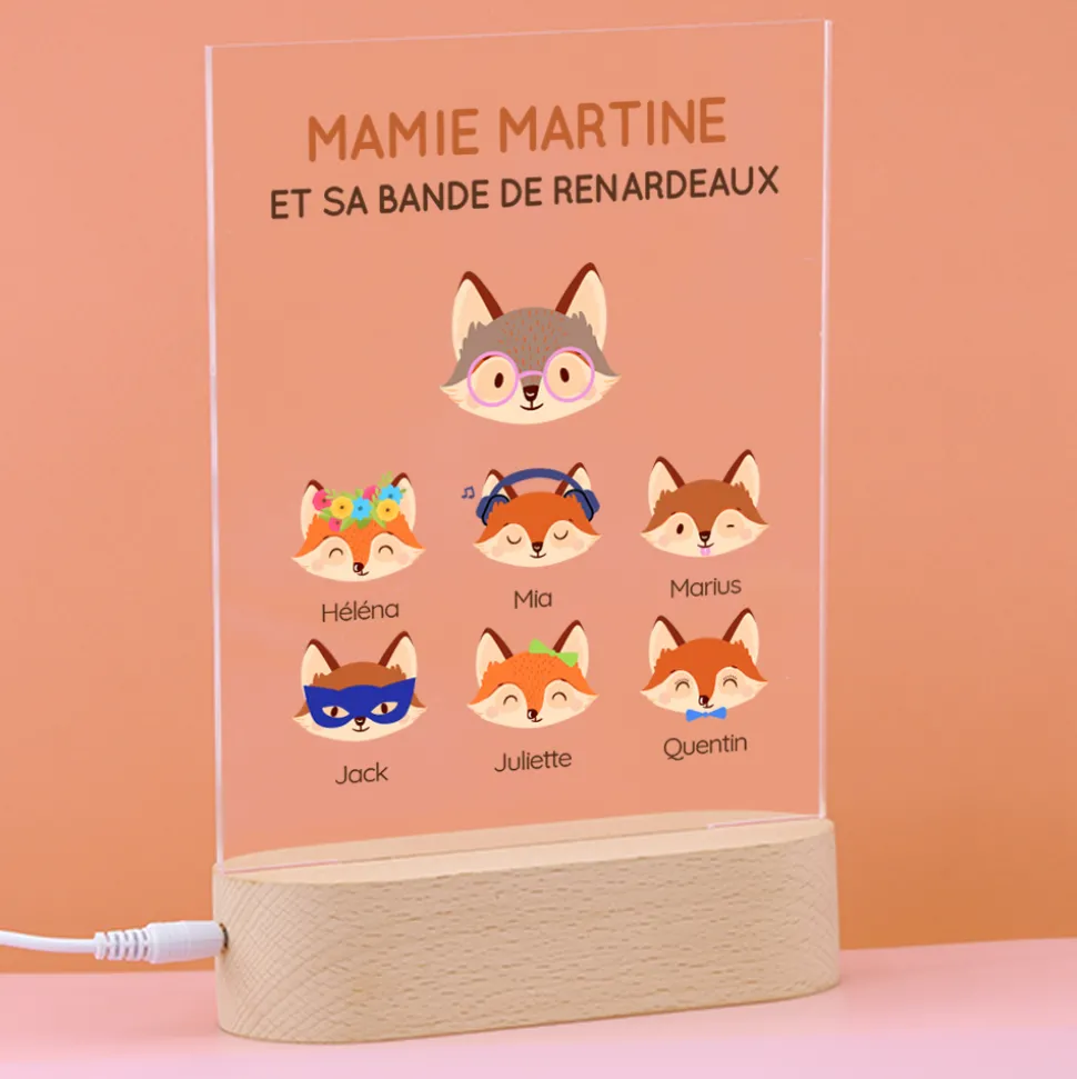 Lampe 3D personnalisée - Mamie Renard et sa meute