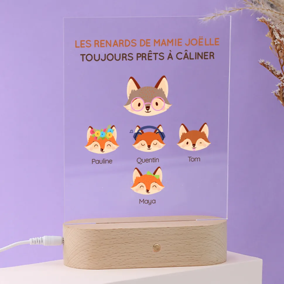 Lampe 3D personnalisée - Mamie Renard et sa meute
