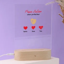 Lampe 3D personnalisée - Papa et ses petits coeurs