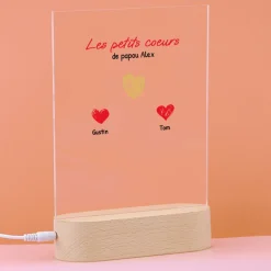 Lampe 3D personnalisée - Papa et ses petits coeurs