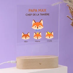 Lampe 3D personnalisée - Papa Renard et sa meute