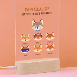 Lampe 3D personnalisée - Papi Renard et sa meute