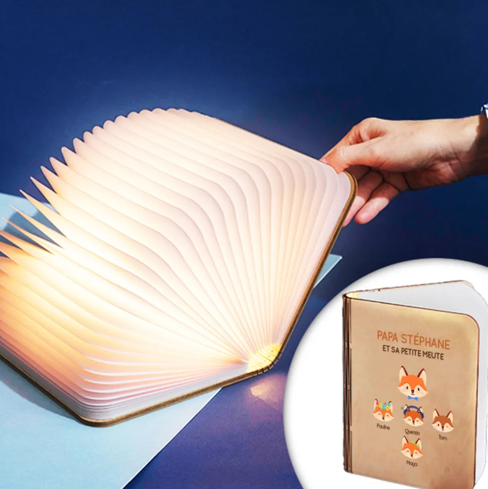 Lampe livre lumineux personnalisable - Papa Renard