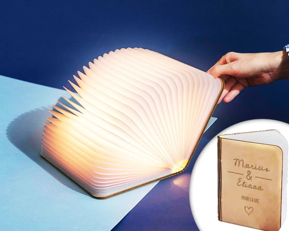 Lampe livre lumineux personnalisé couple - Jour de rencontre