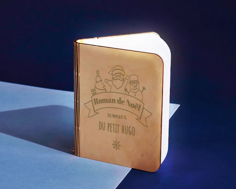 Lampe livre lumineux personnalisé - Joyeux Noël