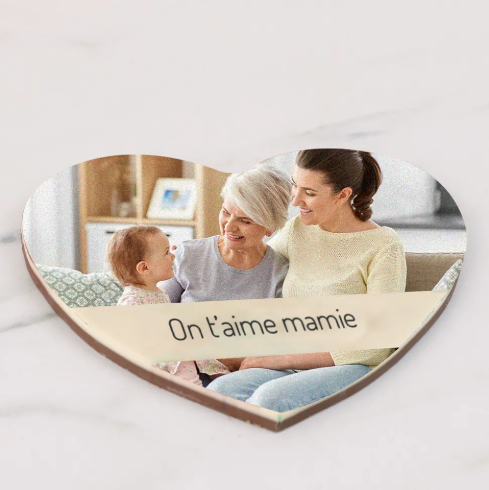 Maxi coeur chocolat personnalisé - Première Fête des Grands-mères