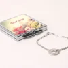 Miroir de sac Personnalisable - avec son bracelet double chaîne coeur