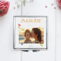 Miroir de sac personnalisable - Amour Fleuri