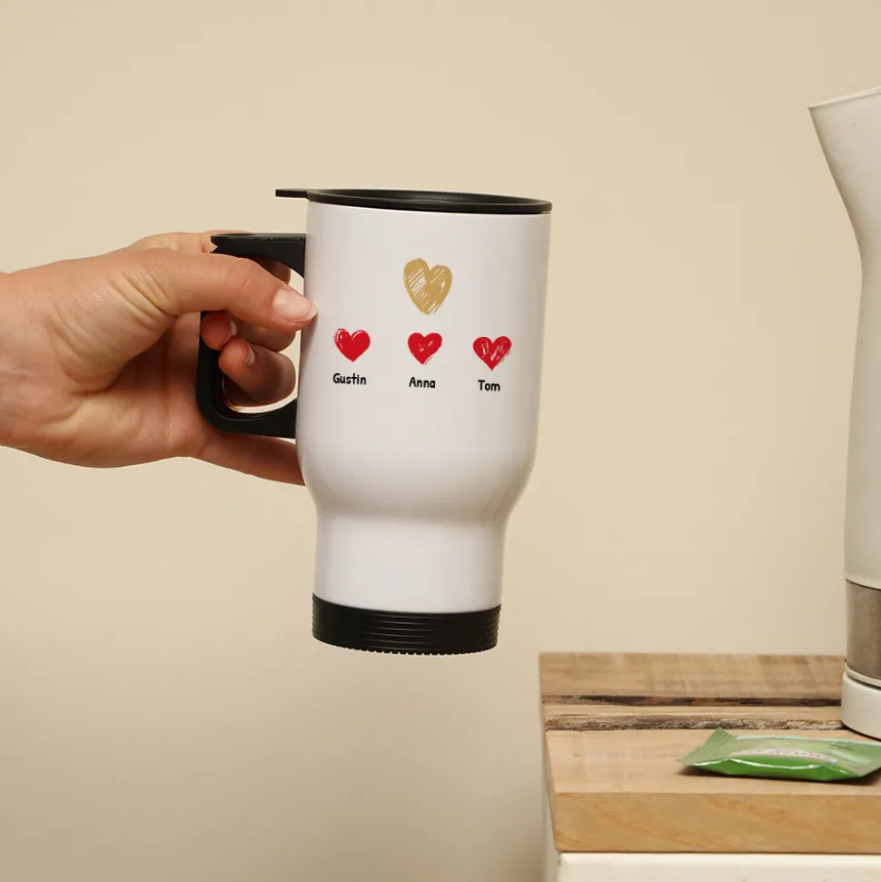 Mug isotherme personnalisé - Maman et ses petits coeurs