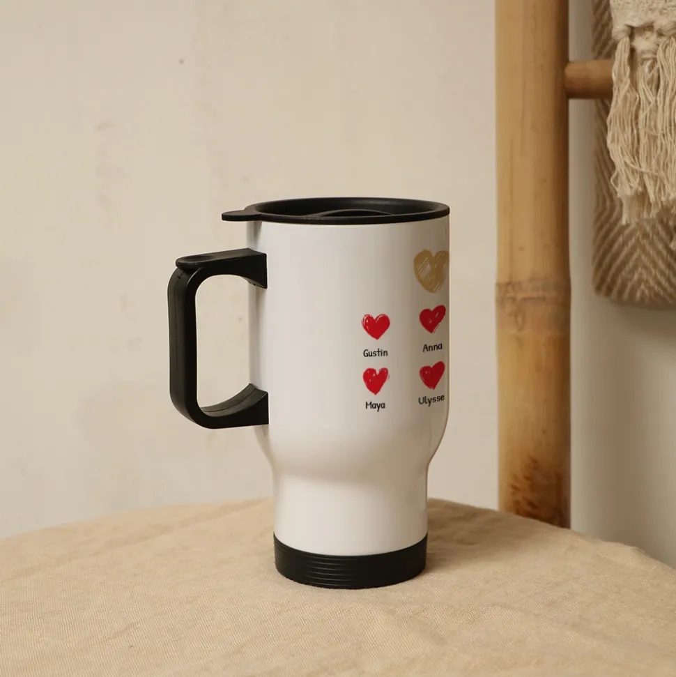 Mug isotherme personnalisé - Maman et ses petits coeurs