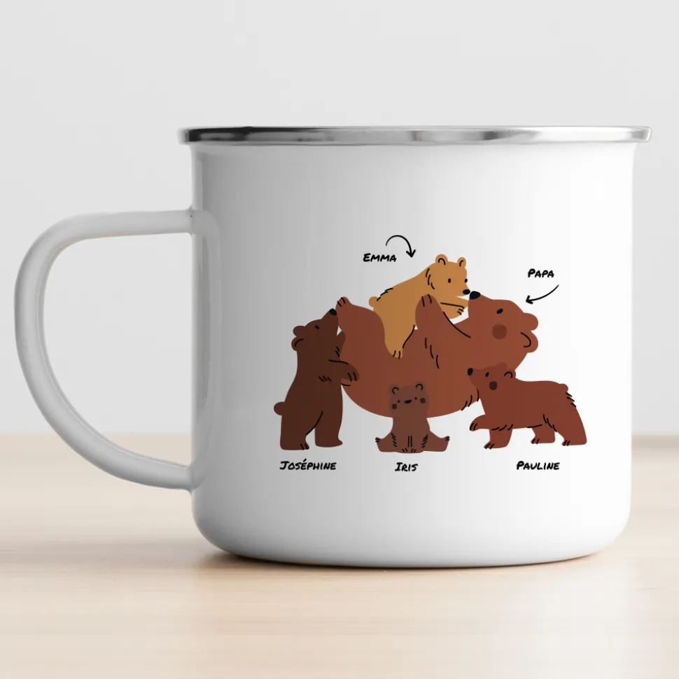 Mug émaillé personnalisé - Câlins d'Ours