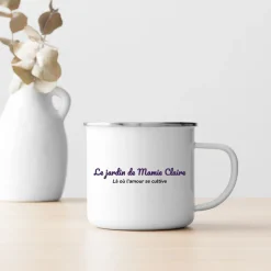 Mug émaillé personnalisé - Famille fleurs