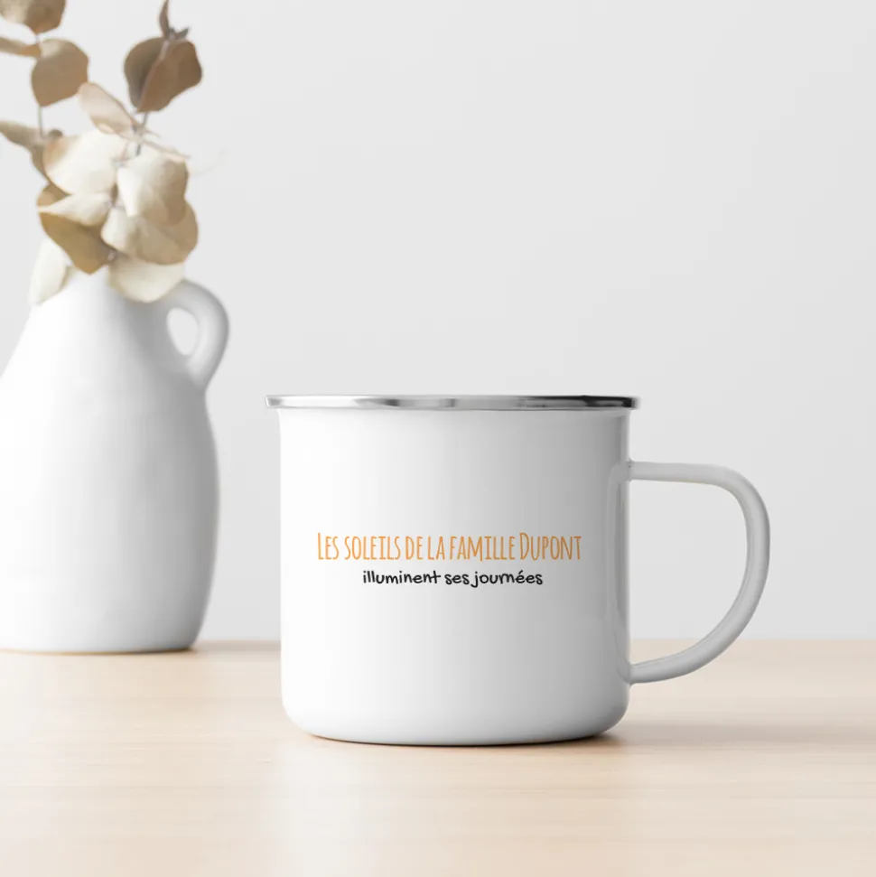 Mug émaillé personnalisé - Famille soleils
