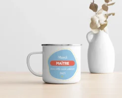 Mug émaillé personnalisé - L'Ecole est Finie
