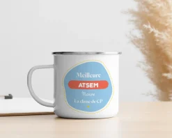 Mug émaillé personnalisé - L'Ecole est Finie