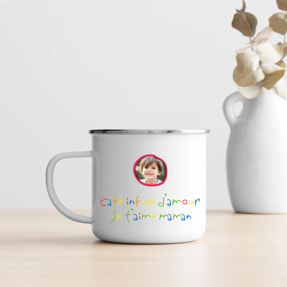 Mug émaillé personnalisé - Mots d'enfants