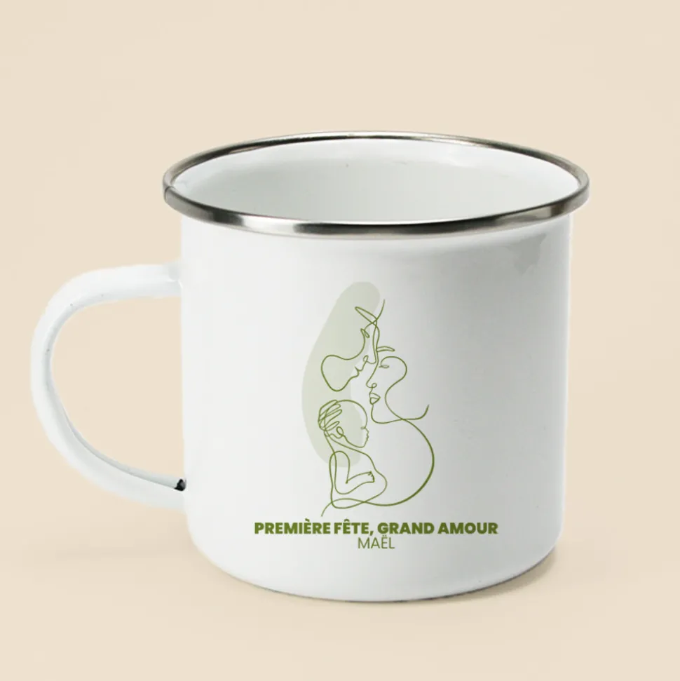 Mug émaillé personnalisé - Naissance d'un lien
