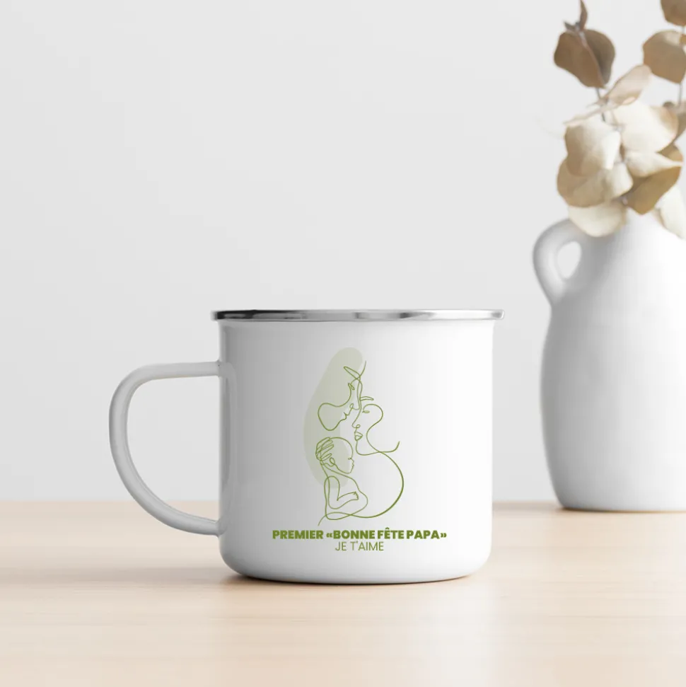 Mug émaillé personnalisé - Naissance d'un lien