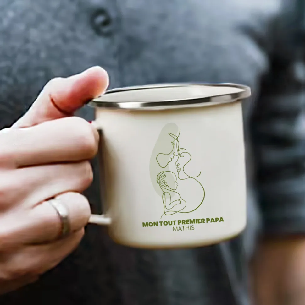 Mug émaillé personnalisé - Naissance d'un lien