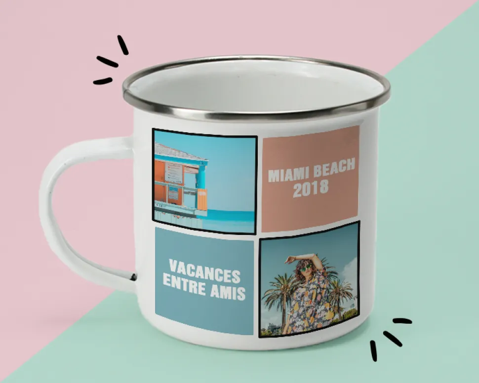 Mug émaillé personnalisé - Photos souvenirs