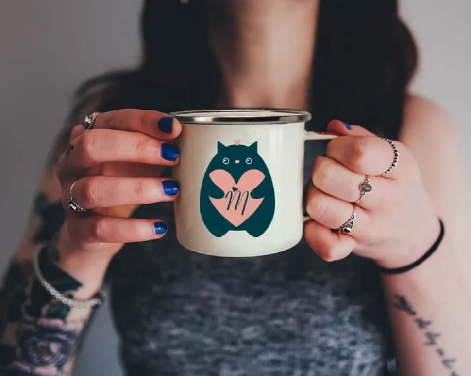 Mug émaillé personnalisé message - Chat