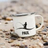Mug émaillé personnalisé prénom - Pêcheur