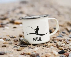 Mug émaillé personnalisé prénom - Pêcheur
