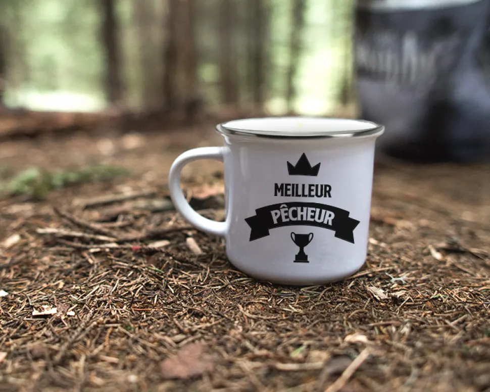 Mug émaillé personnalisé prénom - Pêcheur
