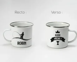 Mug émaillé personnalisé prénom - Pêcheur
