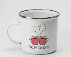 Mug émaillé personnalisé prénoms couple - Coeur