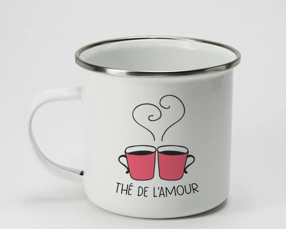 Mug émaillé personnalisé prénoms couple - Coeur